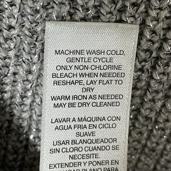 White House Black Market Silver Metallic Ombre Sweater Medium Cowl Neck Pullover - Picture 15 of 16